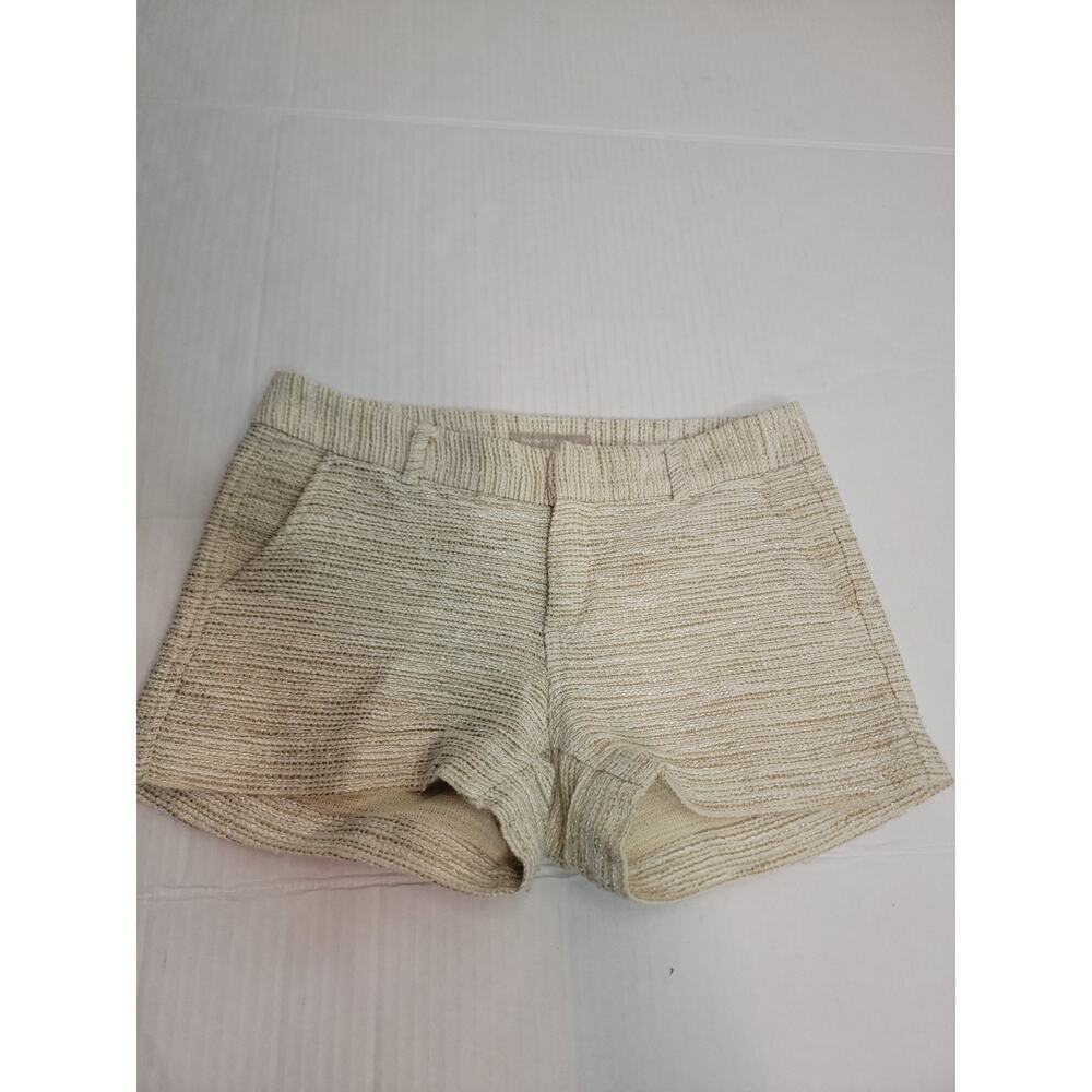 Banana Republic Tweed Micro Shorts Sz 2 Textured Pockets Cream Ecru Office Siren